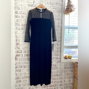 Vintage • NWT • Jessica Howard • Long Sleeve Mesh & Velvet Maxi Dress • 90s Gown